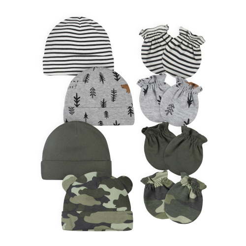 Gerber Baby Boy Caps & Mittens Set, 8-Piece
