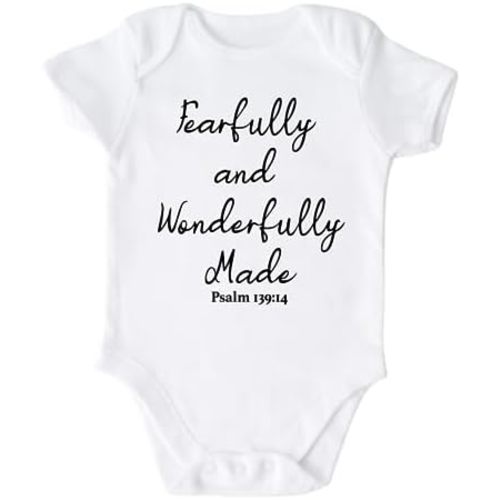 Fearfully and Wonderfully Made Cute Baby Bodysuit Shirt Custom Clothes Unisex Gift for Mom Newborn