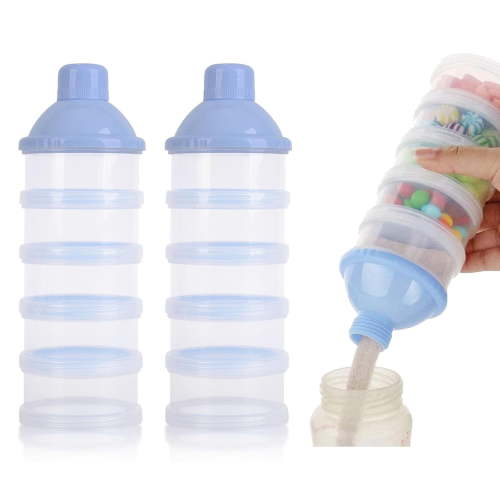 2 PCS 5 Layers Baby Milk Powder Dispenser, Portable Formula Dispenser, Travel Milk Powder Container, Snack Storage Box