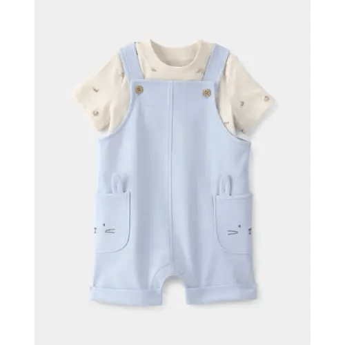 Baby Boy 2-Piece Easter Bunny Shortall Set - Blue/Cream | Carter's