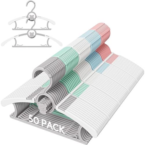 50 Pack Baby Hangers for Nursery Closet, 11-14" Adjustable Kids Hangers