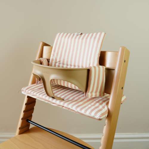 Wipeable Cushion Compatible with Stokke Tripp Trapp Classic High Chair - Peach Stripe
