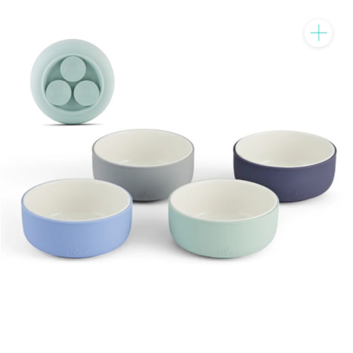 Porcelain Bowl with Silicone Suction Sleeves
