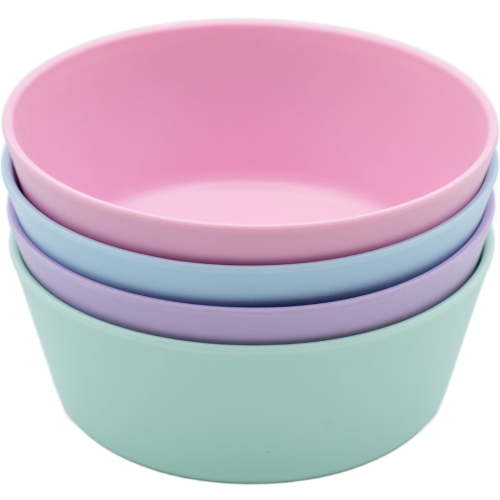 WeeSprout Bamboo Kids Bowls, Set of Four Kid-Sized Dinnerware, Cereal, Leftovers & Snack Bowl