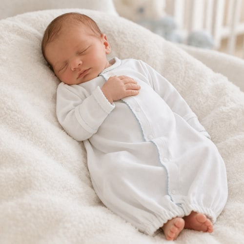 Baby Boy Essentials White Converter with Blue Trim - Pima Cotton – Magnolia Baby