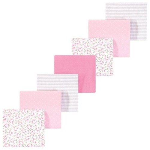 Luvable Friends Hudson Baby Infant Cotton Poly Flannel Receiving Blankets 7pk, Blossom Pink