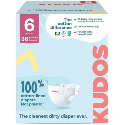Kudos Chlorine Free Premium Diapers, Cotton-Lined, Size 1, 70 Count, 7-12 lbs