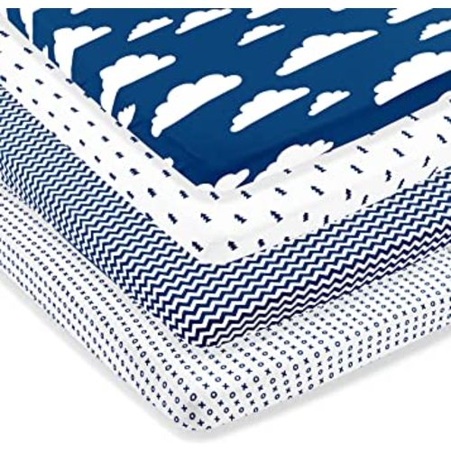 Pack n Play Sheets – Premium Pack and Play Sheets 4 Pack – 100% Super Soft Jersey Knit Cotton Playard Mattress Sheets – Portable Playpen Fitted Play Yard Mini Crib Sheet for Boy & Girl (24 x 38 x 5)