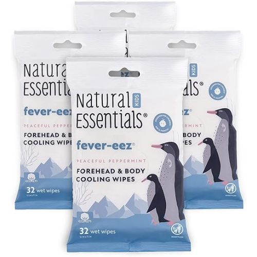 Natural Essentials Fever-eez Baby Fever Relief for Kids, Soothing Forehead & Body Wipes for Babies, Provide Immediate Cooling Sensation during High Body Temperatures and Hot Flashes