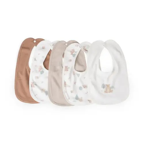 The Little Linen Co. Jersey Bib 5 Pack Bushland Bear | Baby Bunting AU