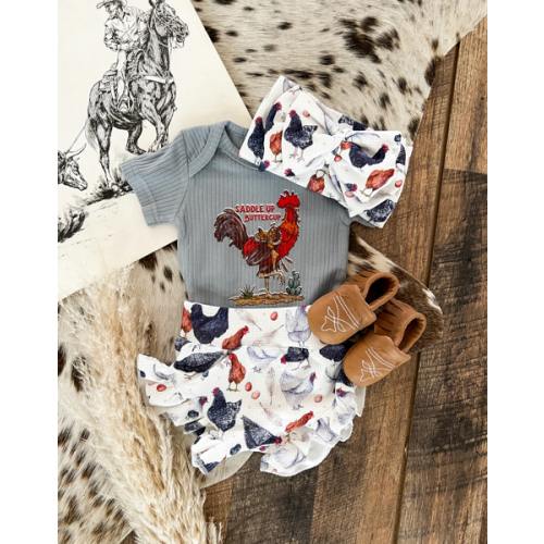 Cluck Cluck Chicken Ruffle Bummie&Bow