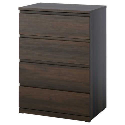 STORKLINTA 4-drawer dresser - dark brown/oak effect anchor/unlock function 27 1/2x18 7/8x38 5/8 "