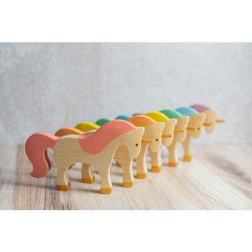 Waldorf large wooden Unicorn toy