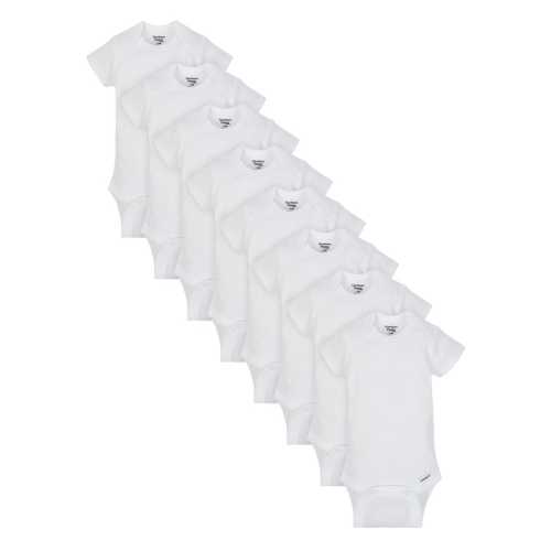 8-Pack White Short Sleeve Onesies® Bodysuits