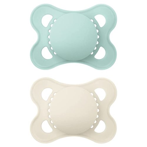 MAM Original Matte Baby Pacifier, Nipple Shape Helps Promote Healthy Oral Development, Sterilizer Case, 2 Pack, 0-6 Months, Unisex,2 Count (Pack of 1) - Unisex 1