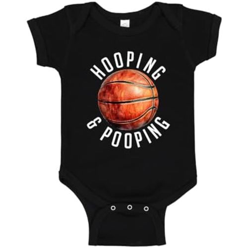 Funny Basketball Baby Bodysuit One Piece Or Toddler T-Shirt Hooping and Pooping Bball Baby Gift