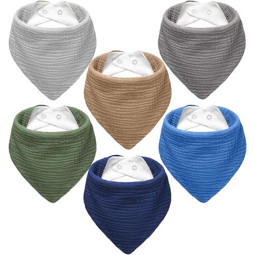 Muslin Baby Bibs,Baby Bandana Drool Bibs 100% Cotton for Baby Boy Girl,Solid Colors Bib for Drooling Teething