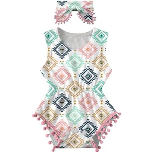 UNICOMIDEA Baby Girls Outfit Newborn Romper Jumpsuits Sleeveless One-Piece Clothes 0-24 Months Bodysuit with Headband