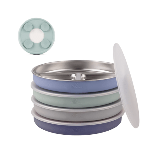 7.8" Stainless Steel Divided Plates with Suction Sleeve