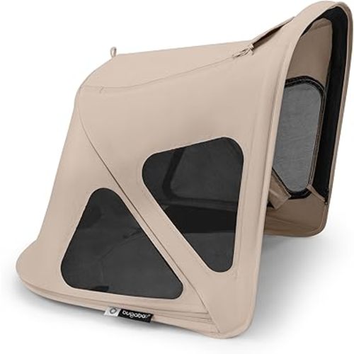 Bugaboo Breezy Sun Canopy with Ventilation Panels & Built-in Mosquito Net – Compatible with Fox, Kangaroo, Cameleon 3, and Lynx Strollers – UPF 50+ Fabric & Water-Repellent Protection - Desert Taupe