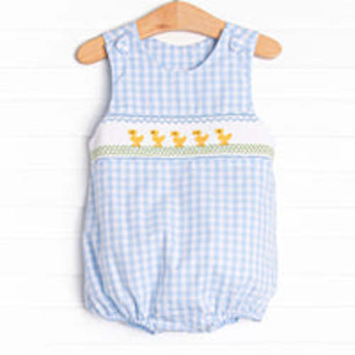 Duckling Dash Smocked Boy Bubble, Blue – Stitchy Fish