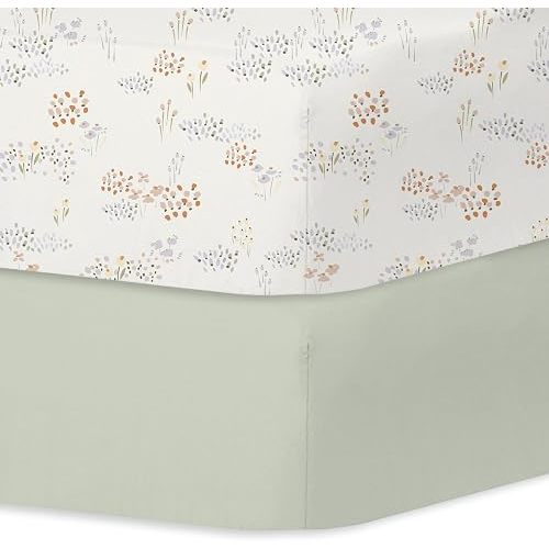 Little Grape Land Baby Crib Sheets for Girls, 2pk Crib Fitted Sheet for Standard Size Crib and Toddler Mattress, Super Soft Baby Sheet