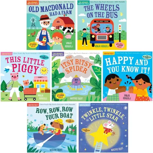 Indestructibles Series Beloved Classics 7-Book Collection Set - Baby-Proof Nursery Rhyme Books for Early Learning - Old MacDonald Had a Farm, Wheels on the Bus, This Little Piggy, Happy and You Know It!, Itsy Bitsy Spider, Row, Row, Row Your Boat, Twinkle