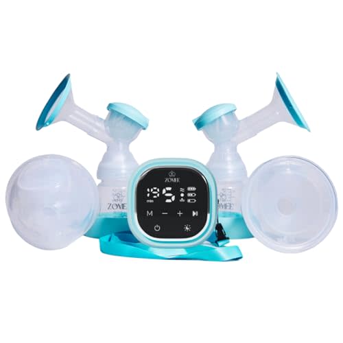 Zomee Z2 Hands-Free Double Electric Breast Pump – Portable Wearable Pump with 3 Modes, 19 Suction Levels & Silicone 8oz Collection Cups, Quiet Rechargeable Breastfeeding Pump