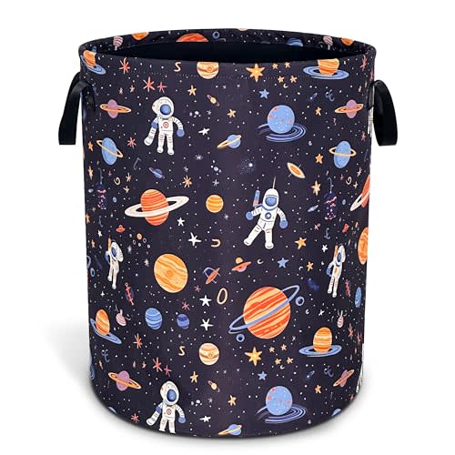 Astronaut Laundry Basket Oxford Cloth Universe Planet Laundry Hamper With Handle Foldable Portable Clothes Storage Basket 18.9 X 16.5 Inch Storage Bag For Laundry Room/Bathroom/Bedroom/Dormitories