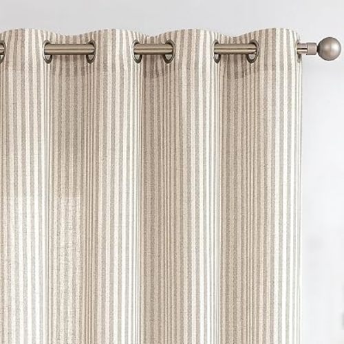 Vangao Linen Striped Curtains for Living Room Bedroom Farmhouse