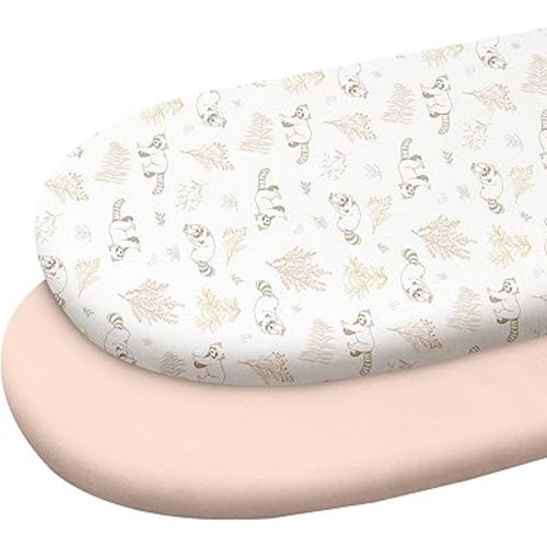 Gllquen Baby Bassinet Sheets 2 Pack, 100% Organic Cotton Bassinet Fitted Sheets for Girls Boys, Soft & Breathable Unisex Baby Mattress Sheet for Standard Bassinets 33"x17"(Khaki)