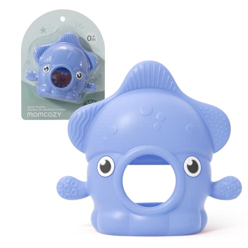 Momcozy Baby Teething Toys, Food Grade Silicone Baby Teether for 0–12 Months, Baby Adjustable Teethers Mitten, Easy Grip Teething Relief with Multiple Chew Points,Sensory Exploration ,Sky Blue