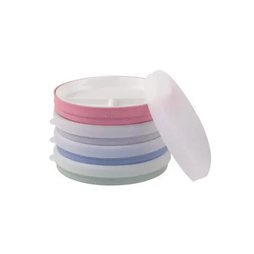 Elk and Friends Kids 6.7” Porcelain Divided Plates with Silicone Sleeves + Silicone Lids | Suitable for Babies/Kids/Toddlers | Microwave & Dishwasher Safe | Non Slip | Snack Dishes