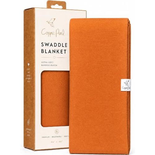 Copper Pearl Swaddle Blankets for Newborns | Soft Stretchy Receiving Blankets for Boys and Girls | Large 46 x 46 Inch Baby Blankets | Lightweight and Breathable Swaddles | Blaze