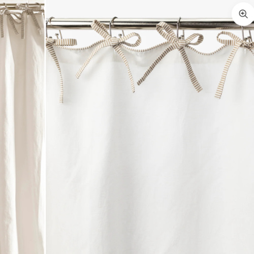Lillian Shower Curtain with Striped Ties