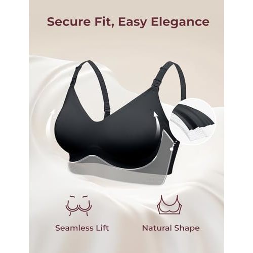 Momcozy Nursing Bras for Breastfeeding, YN21 Seamless Ultra Comfort Maternity Bra, Natural Shape, Pregnancy Sleep Bralette