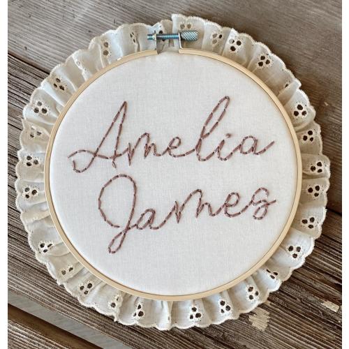 Embroidered Baby Name Announcement, Baby Name Announcement, Embroidered Hoop Name, Custom Baby Name Sign, Nursery Decor