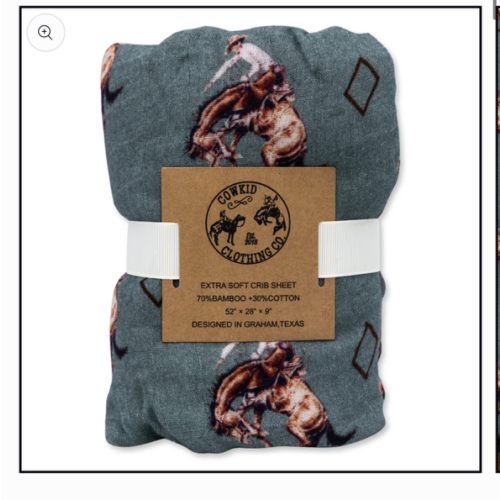 Teal Bronc Bamboo Muslin Crib Sheet – Cowkid Clothing Company