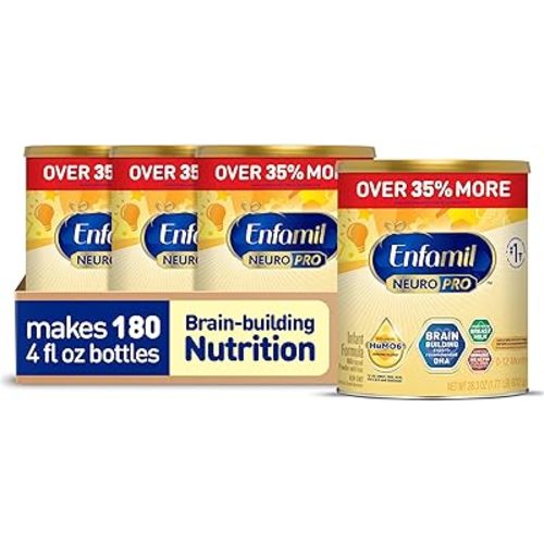 Enfamil NeuroPro Baby Formula, Brain and Immune Support with DHA, Iron and Prebiotics, Infant Formula Inspired by Breast Milk, Non-GMO, Powder Can, 28.3 Oz (Pack of 4)