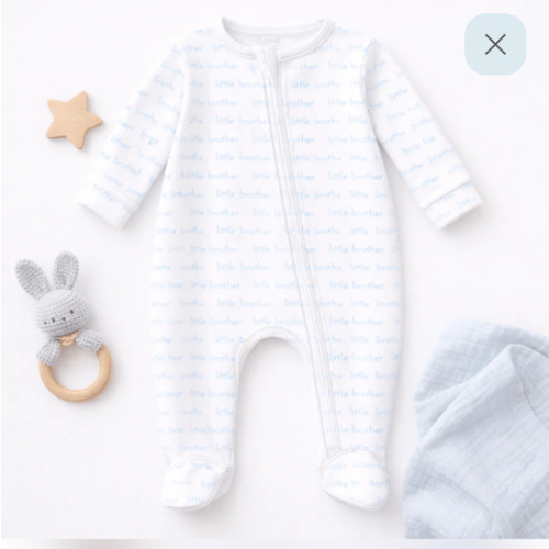 Baby Boy Little Brother Zip Footie - Gifts - Peruvian Pima Cotton – Magnolia Baby