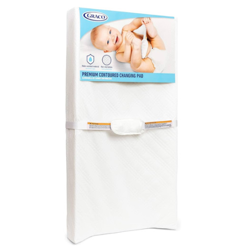Graco Premium Contoured Changing Pad – GREENGUARD Gold Certified, Water-Resistant, Ultra-Soft Buckle Cover, Contoured Baby Changing Pad, Fits Most Standard-Size Changing Toppers, Non-Skid Bottom