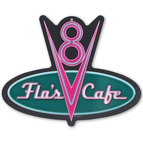 Disney Pixar Cars Flo's V8 Cafe Metal Wall Sign - Fun Cars Diner Decoration for Home