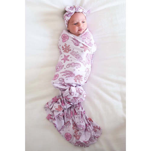 Tiny Tides Personalized Swaddle Blanket | Pink