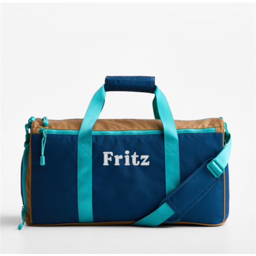 Personalized Navy and Ochre Colorblock Kids Duffel Bag