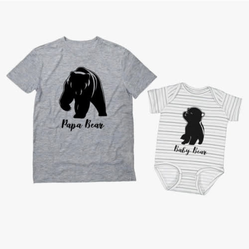 Tstars Dad and Baby Matching Outfit Set - Father's Day Papa Bear Shirt and Infant Bodysuit - Gift from Son Daughter
