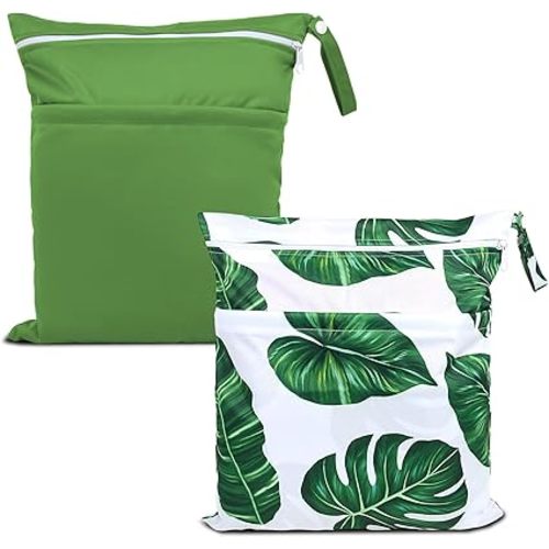 eaxin Wet Bag,Wet Dry Bag, Wet Bag for Swimsuit,Travel,Beach,Pool,Diapers,Dirty Yoga Gym Clothes,Makeup Bag,Waterproof Tropical Palm Leaves Decor Jungle Palm Leaf Favors