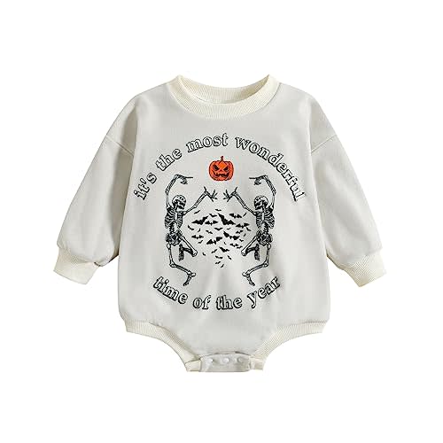 Baby Halloween Clothes Girl Boy Spooky Pumpkin Romper Sweatshirt Long Sleeves Bodysuit Newborn Fall Outfit