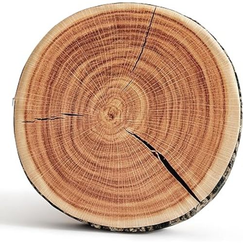 HYSEAS Outdoor Waterproof Throw Pillow, 3D Digital Print Comfortable Kids Funny Cute Wood Log Pillow Circle Seating Floor Cushion for Home, Couch, Sofa, Bedroom, Living Room, Stump, 16 x 2.75 Inch