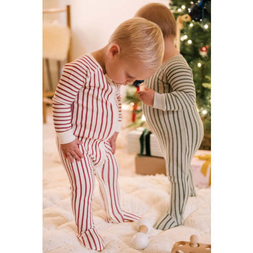 Ribbed Baby Sleeper in Stripes Away Berry | Over The Moon