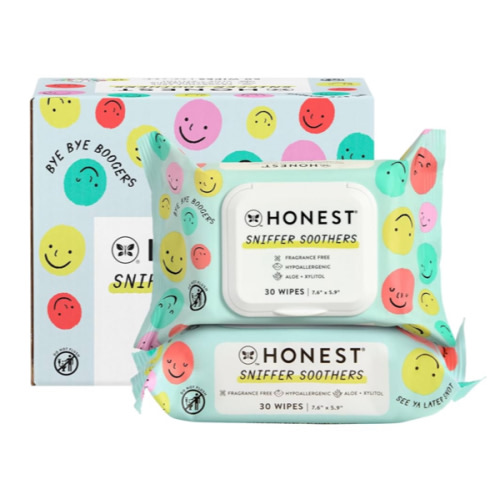 The Honest Company Plant-Based Snot Removing Wipes | Soothing Nose + Face Wipes with Aloe | Hypoallergenic for Sensitive Skin, EWG Verified | Fragrance Free, 60 Count